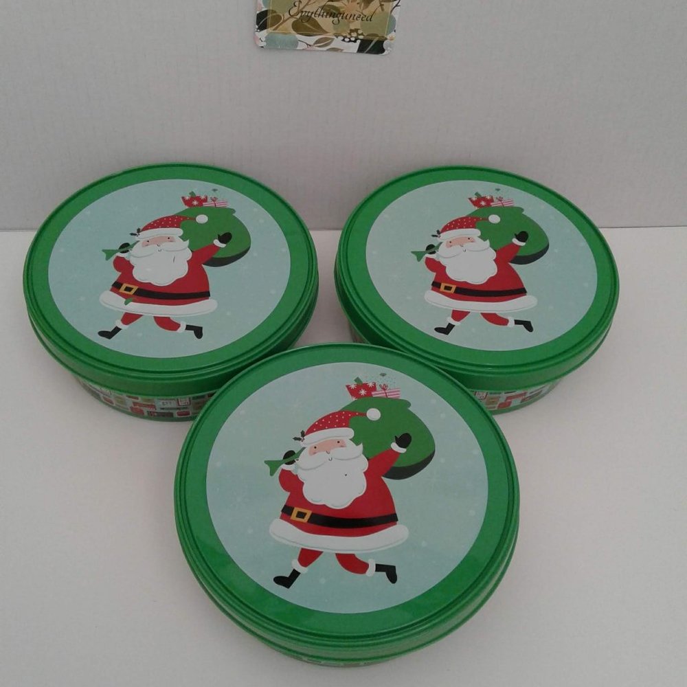 Two (2) Holiday Time Treat Boxes for Christmas with Santa Decal 100 % BPA free
